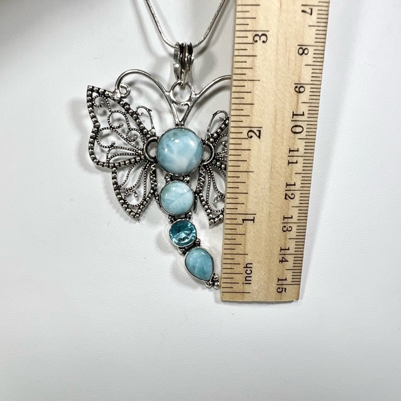 Larimar Large 925 🦋 Butterly Pendant - Picture 3 of 5